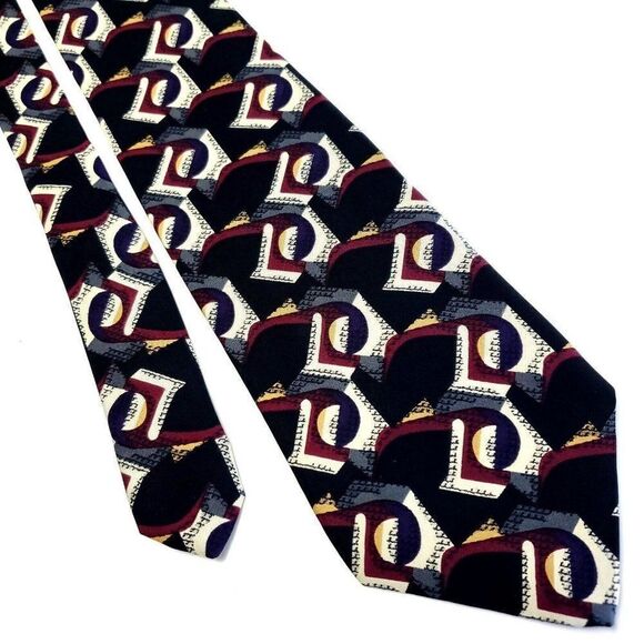 Talbott Studio Multi Colored Silk‎ Tie Woven Wide Abstract - Picture 1 of 6